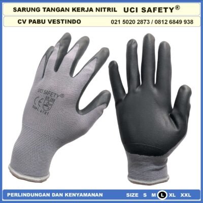 safety Gloves Mekanik Berkebun Hitam Black Work Glove Multitask Nitril Bengkel Anti Slip Hand Gloves - Gambar 2