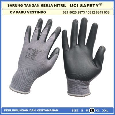 safety Gloves Multitask otomotif Hitam Black En 388 4131 Hand Gloves Nitril Multi Purpose Nitrile Pabrik - Gambar 2
