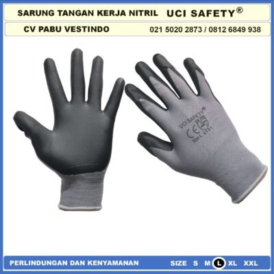 safety Gloves Hitam Black Bagunan Pertambangan Mekanik Pengaman kerja  Work Glove Multitask Nitril Perkebunan