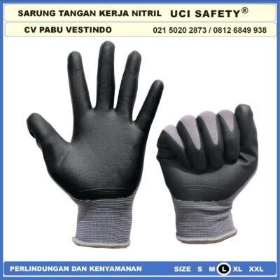 safety Gloves Mekanik Berkebun Hitam Black Work Glove Multitask Nitril Bengkel Anti Slip Hand Gloves - Gambar 3