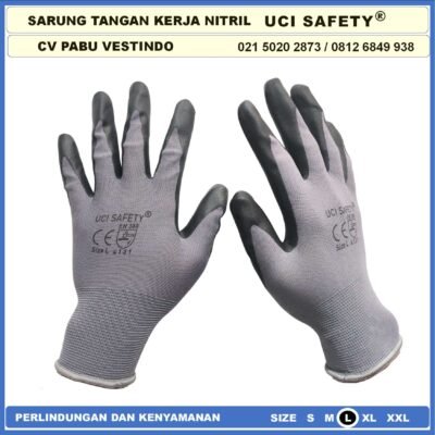 safety Gloves Bengkel Hitam Black Safety Kerja k3 Hse Coating Nitril Nitrile Nitril Uci Safety Anti Licin - Gambar 3