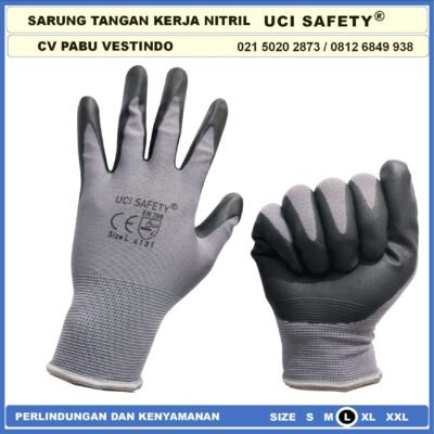safety Gloves Mechanical Hitam Black Nitrile Bengkel Safety Kerja k3 Hse Coating Nitril Kerja Nitril