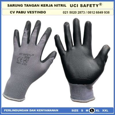 Uci Safety engineering Multi Purpose Hitam Black Tukang Ukuran M L XL Security Mechanical Nitril Nitrile - Gambar 2