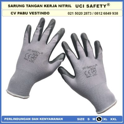 Uci Safety Electrical Coating Nitril Multitask Proyek Hitam Black Nitril engineering Bagunan Kerja - Gambar 2