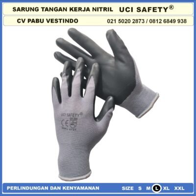 Sarung Tangan Grey/Abu abu Nitril Work Glove Nitrile Bengkel Safety Kerja Hitam Black Mechanical Coating Nitril - Gambar 2