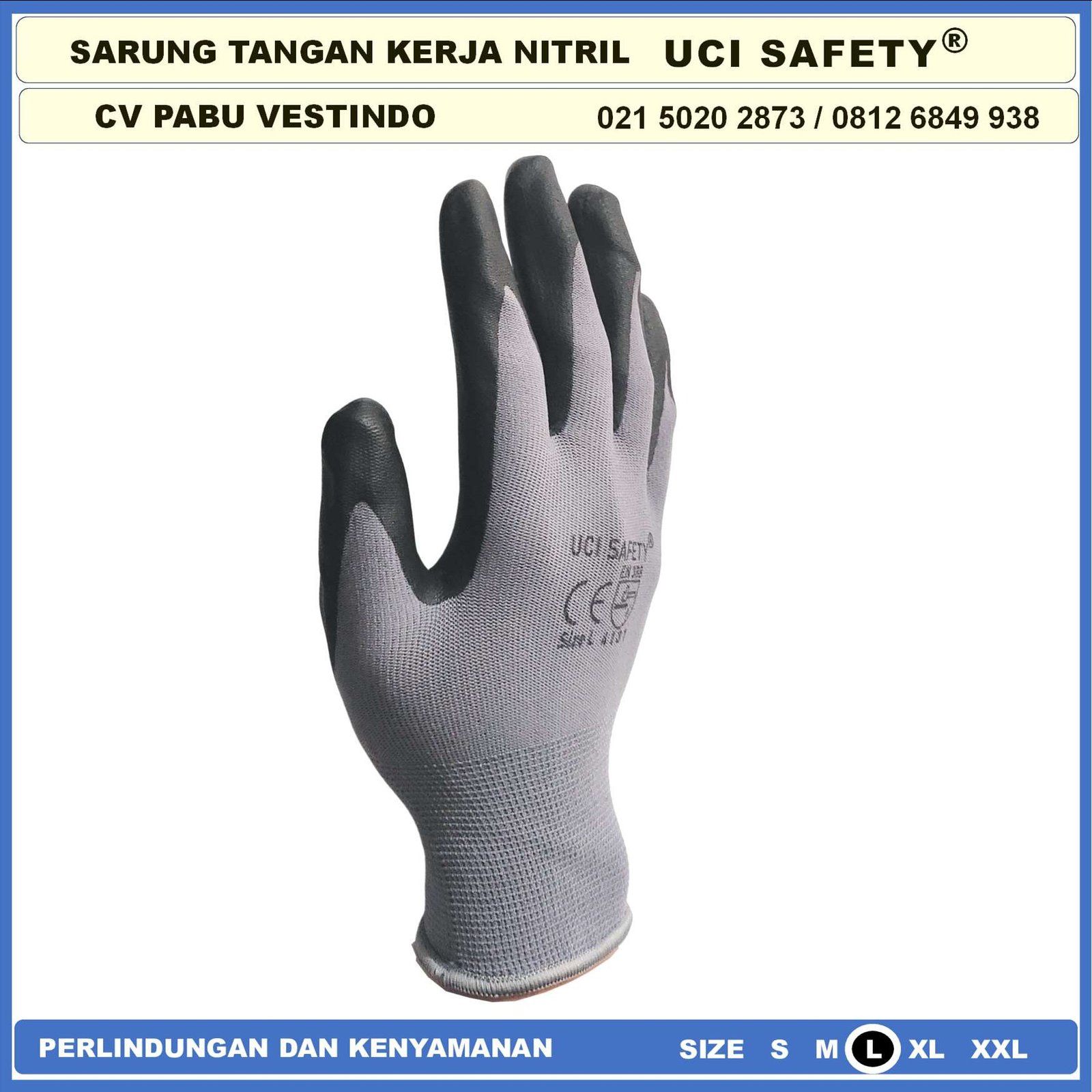 Sarung Tangan k3 Hse Teknik mesin Nitril Pabrik En 388 4131 Hand Gloves Electrical Hitam Black Multi Purpose