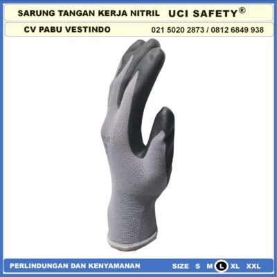 Uci Safety Pabrik Proyek En 388 4131 Hand Gloves Hitam Black Nitril Perkebunan Mekanik Anti Slip - Gambar 3