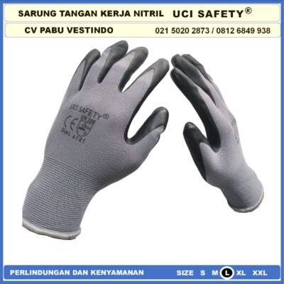 Uci Safety Pertambangan Industri Berkebun Anti Licin Nitril Hitam Black Sarung Tangan Bengkel Proyek - Gambar 3