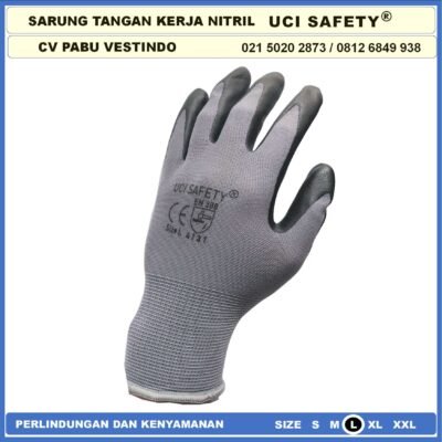 Uci Safety Nitrile Pertambangan Nitril Pengaman kerja  Work Glove Multitask Perkebunan Hitam Black Berkebun - Gambar 3