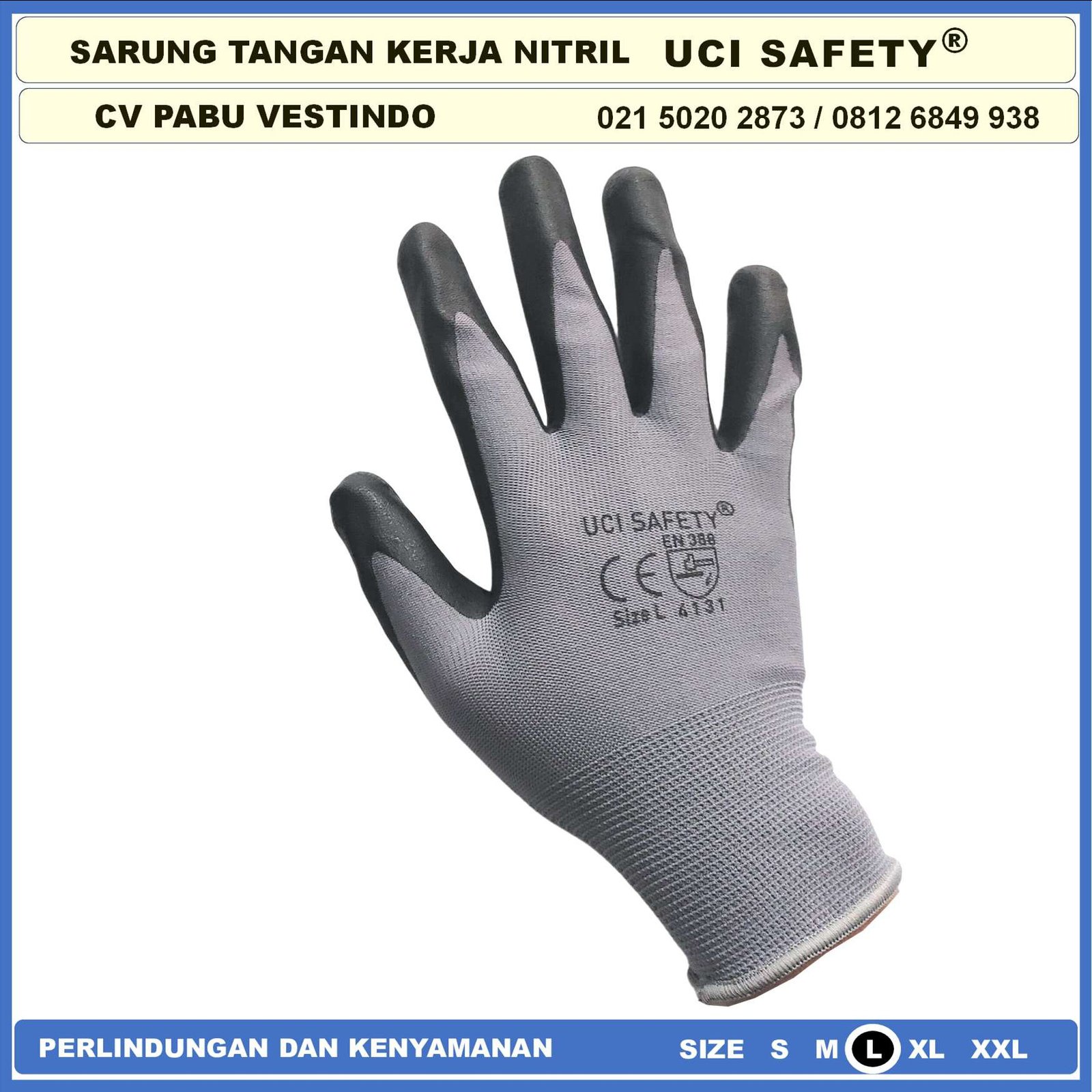 Sarung Tangan Nylon Nitril Bengkel Safety Kerja k3 Hse Coating Nitril Nitrile Proyek Hitam Black - Gambar 3