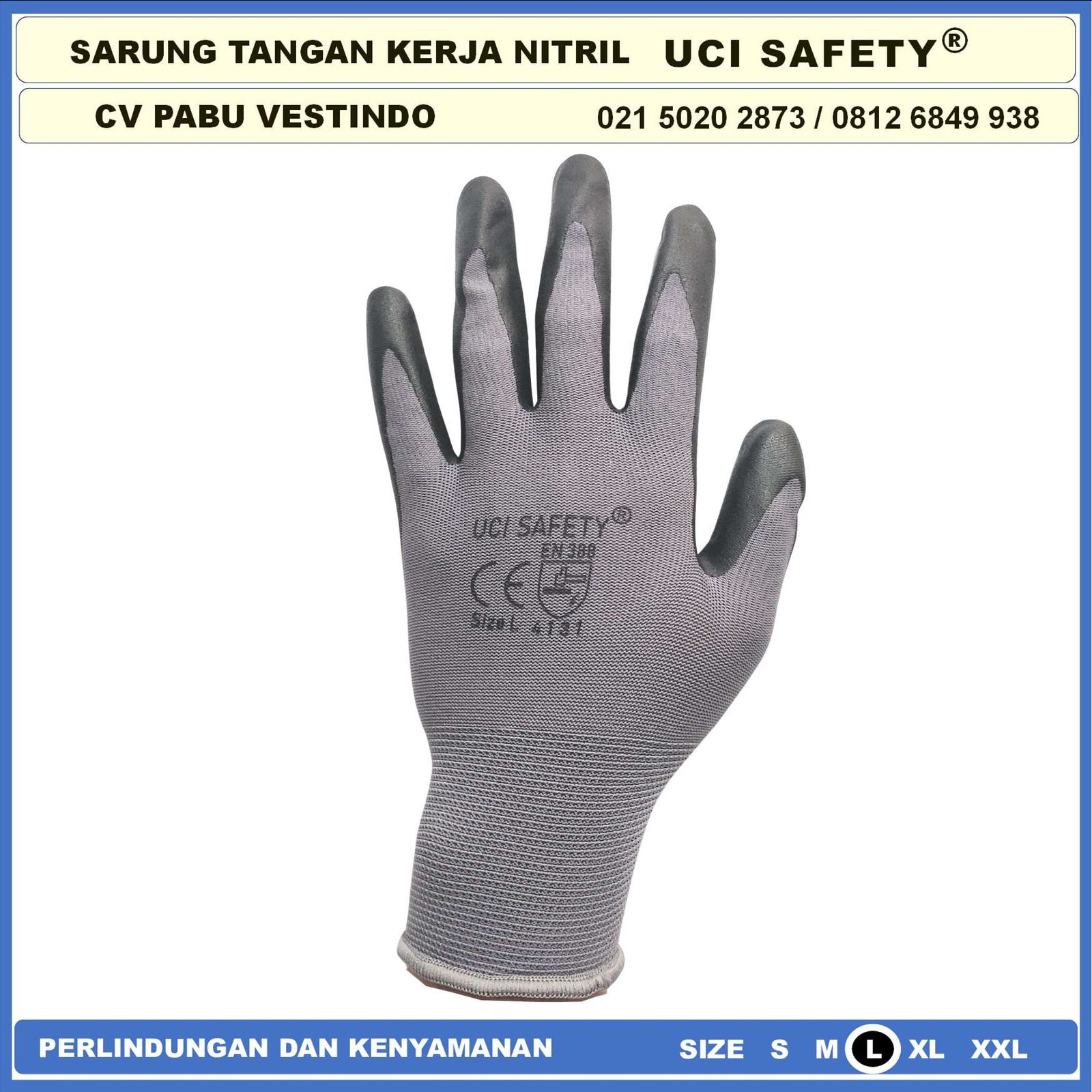 Sarung Tangan Nitril Perkebunan Tukang Ukuran M L XL Security Mechanical Nylon Hitam Black Mekanik - Gambar 3