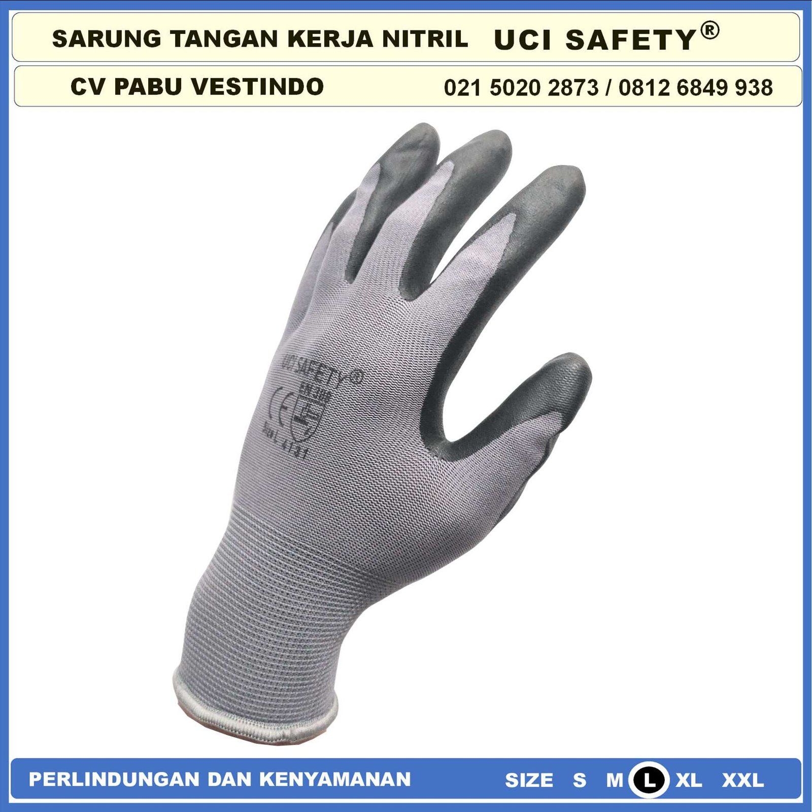 Sarung Tangan otomotif Nitrile Nitril Uci Safety safety Gloves Hitam Black Kerja Pabrik Tukang - Gambar 3