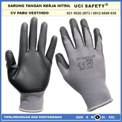 Uci Safety Pertambangan Industri Berkebun Anti Licin Nitril Hitam Black Sarung Tangan Bengkel Proyek - Gambar 2