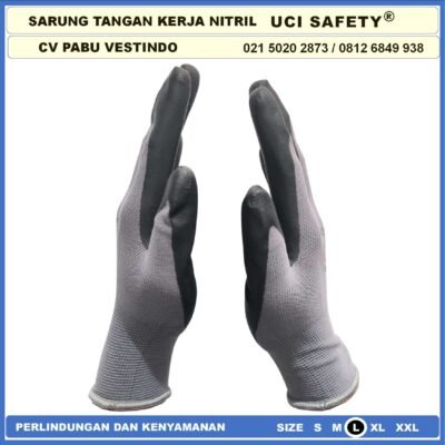 Uci Safety engineering Multi Purpose Hitam Black Tukang Ukuran M L XL Security Mechanical Nitril Nitrile - Gambar 3