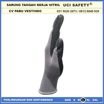Uci Safety Electrical Coating Nitril Multitask Proyek Hitam Black Nitril engineering Bagunan Kerja - Gambar 3