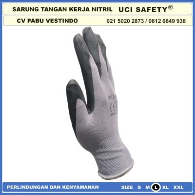 safety Gloves Hand Gloves Work Glove Mechanical Nitril Hitam Black Ukuran M L XL Security Teknik mesin engineering - Gambar 3