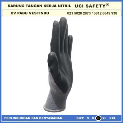 Sarung Tangan Grey/Abu abu Nitril Work Glove Nitrile Bengkel Safety Kerja Hitam Black Mechanical Coating Nitril - Gambar 3