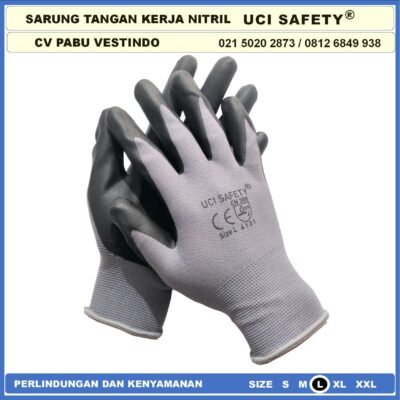 Sarung Tangan safety Gloves Greasy Nitril Nylon Tukang Hitam Black k3 Hse engineering Mechanical
