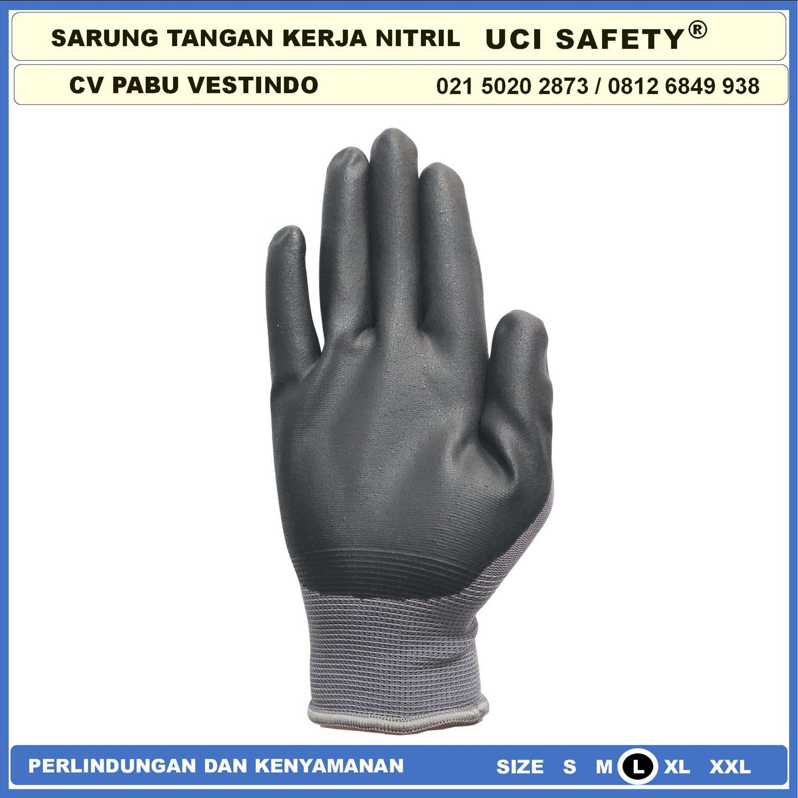 Sarung Tangan Berkebun En 388 4131 Pengaman kerja Hitam Black Nitril Perkebunan Mekanik Ukuran M L XL safety Gloves - Gambar 4
