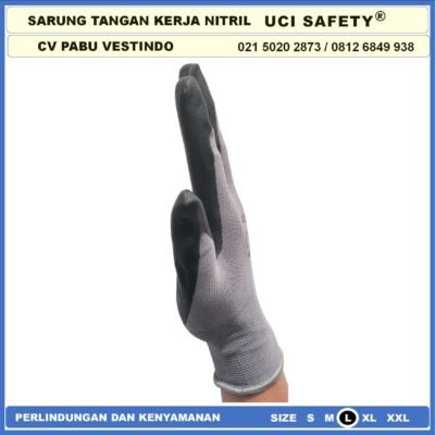 safety Gloves Bengkel Hitam Black Safety Kerja k3 Hse Coating Nitril Nitrile Nitril Uci Safety Anti Licin - Gambar 4