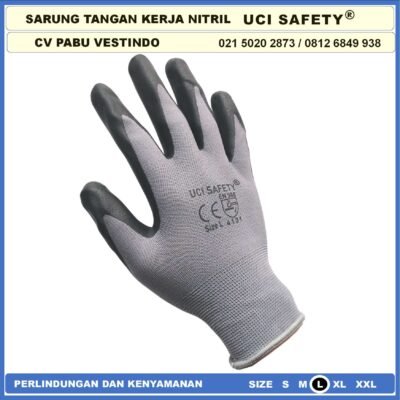 Uci Safety Pabrik Proyek En 388 4131 Hand Gloves Hitam Black Nitril Perkebunan Mekanik Anti Slip - Gambar 4