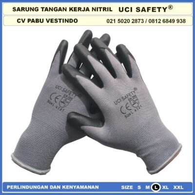 Uci Safety Pertambangan Industri Berkebun Anti Licin Nitril Hitam Black Sarung Tangan Bengkel Proyek - Gambar 4