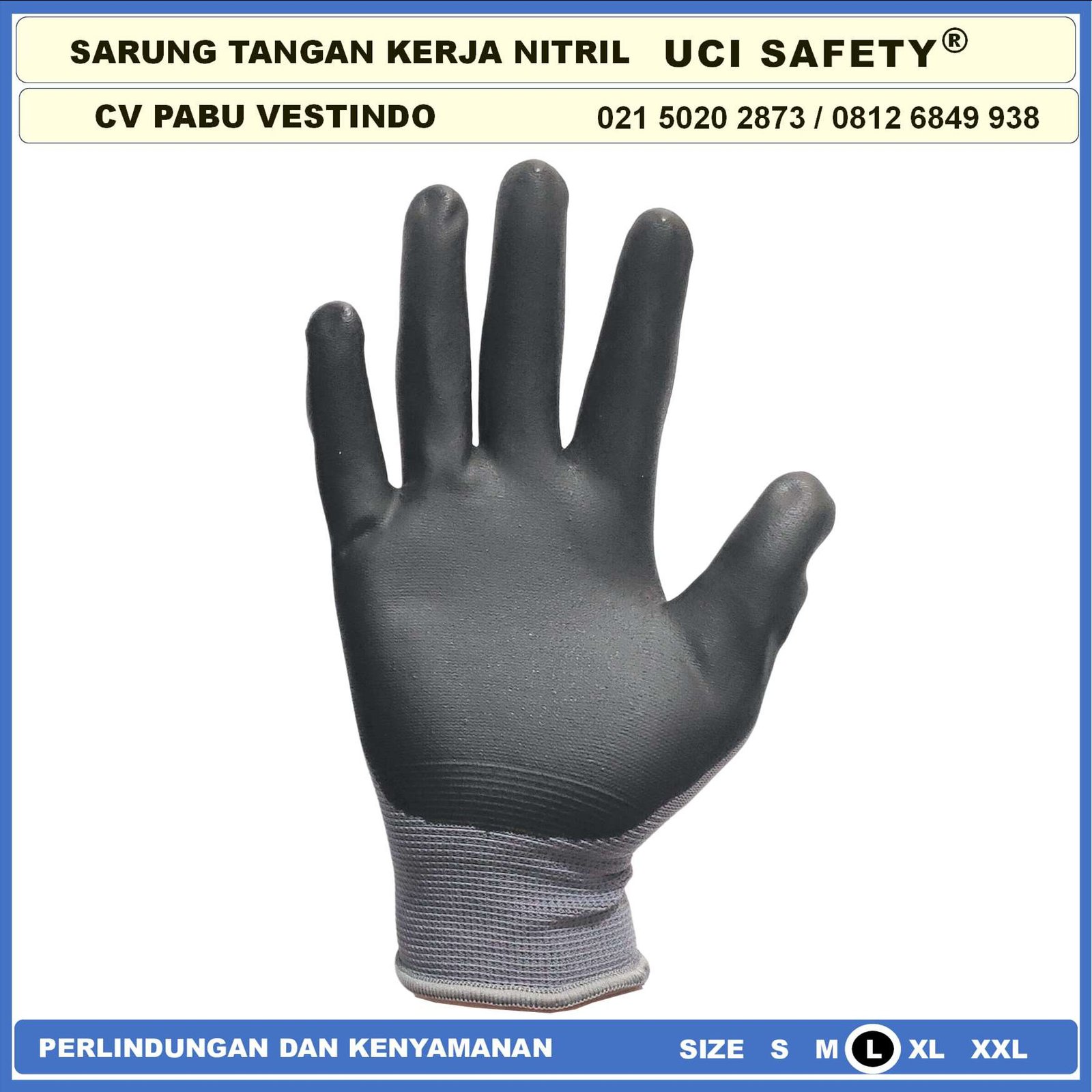 Sarung Tangan Nylon Nitril Bengkel Safety Kerja k3 Hse Coating Nitril Nitrile Proyek Hitam Black - Gambar 4