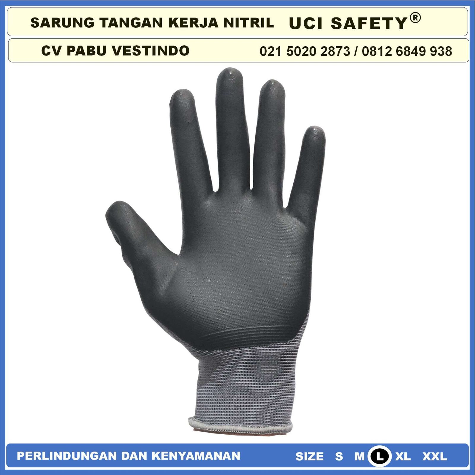 Sarung Tangan Nitril Perkebunan Tukang Ukuran M L XL Security Mechanical Nylon Hitam Black Mekanik - Gambar 4