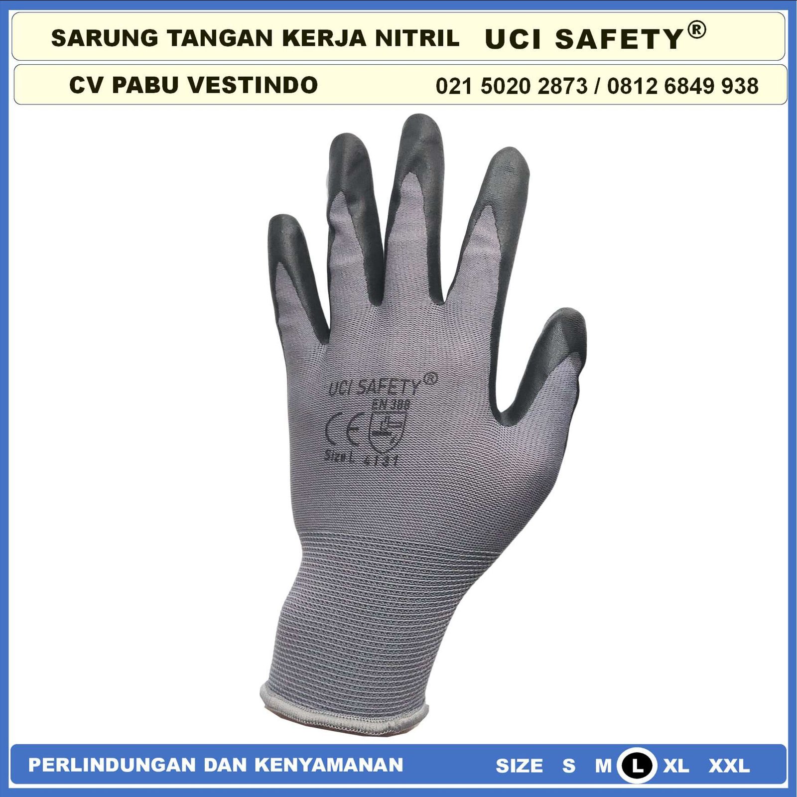 Sarung Tangan otomotif Nitrile Nitril Uci Safety safety Gloves Hitam Black Kerja Pabrik Tukang - Gambar 4