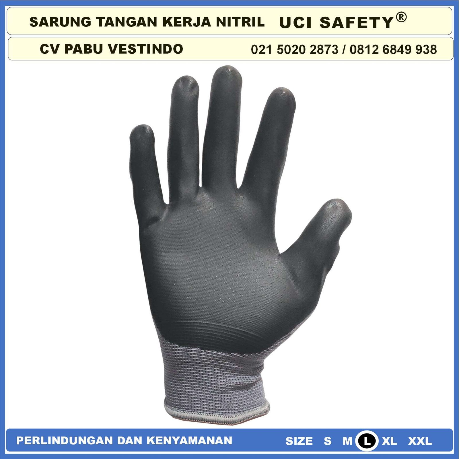 Sarung Tangan Bagunan Nylon Industri Nitril Hitam Black Teknik mesin otomotif Pertambangan Proyek - Gambar 4