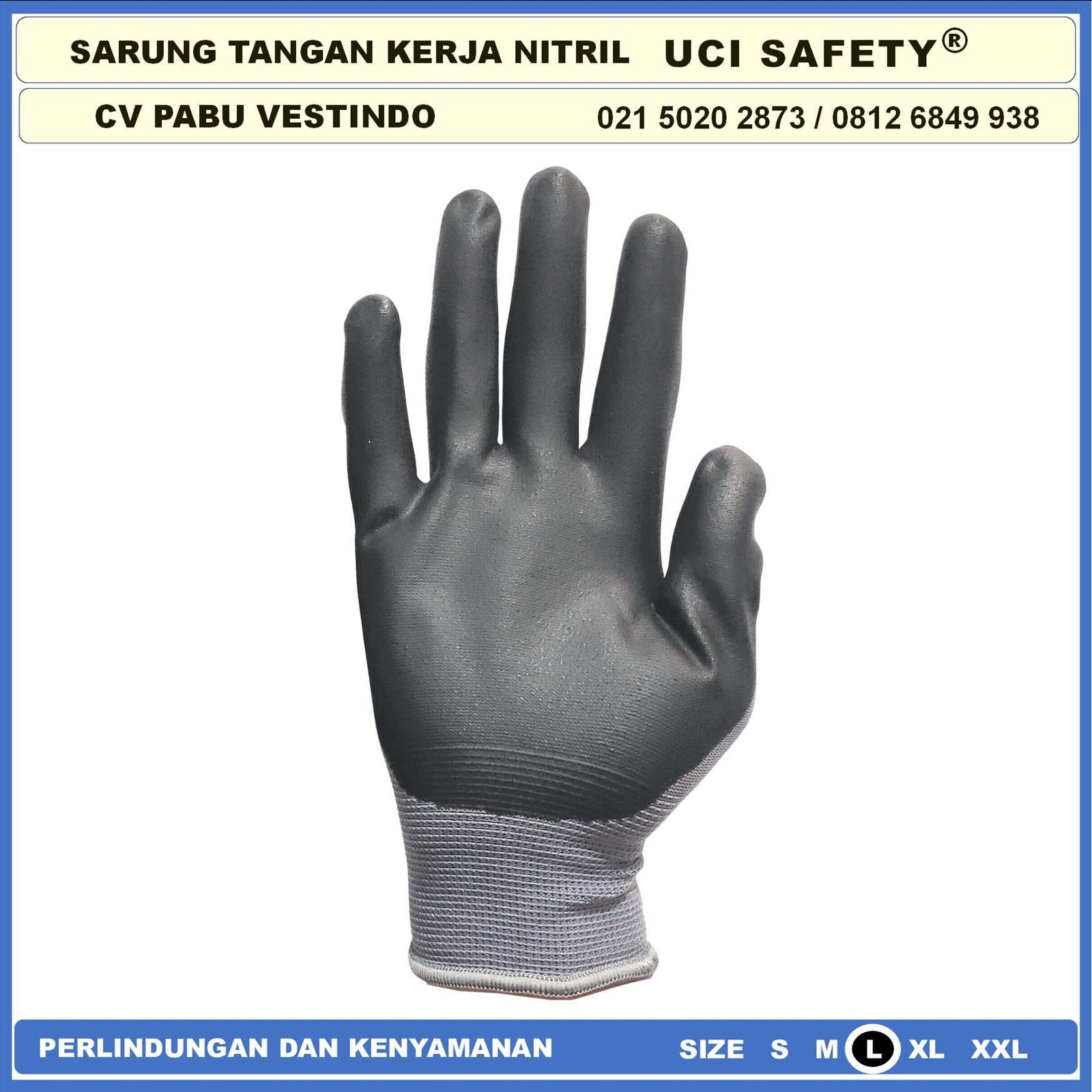 Sarung Tangan Berkebun En 388 4131 Pengaman kerja Hitam Black Nitril Perkebunan Mekanik Ukuran M L XL safety Gloves - Gambar 5