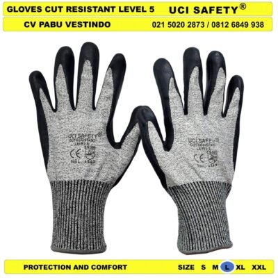 Warna Abu Abu, Hitam Pabrik Pengaman kerja Kaca Safety Kerja Telapak Tangan Glove - Gambar 2