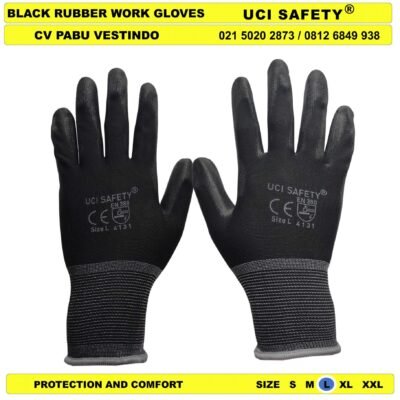 Coating Karet Hand Gloves Industri Pabrik Security Satpam Palmfit Karet - Gambar 4