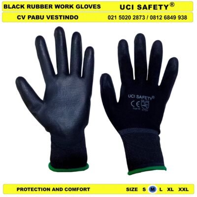 Telapak Tangan dilapisi karet Packing Sarung Tangan Uci Safety Security Satpam - Gambar 2