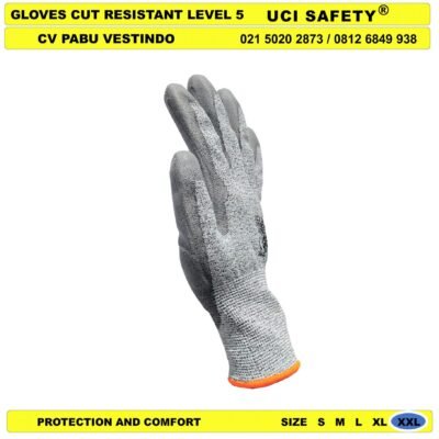 Warna Abu Abu, Hitam Pabrik Anti Slip Cut Resistant Level 5 Glove - Gambar 4