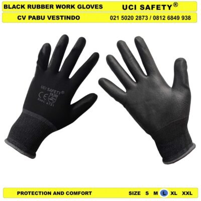 Dilapisi Karet Safety Gloves Kerja Sarung Tangan Bahan Nylon Polyester Coating Karet - Gambar 4