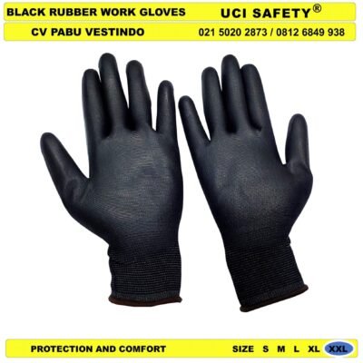Coating Karet Uci Safety Safety Gloves Hand Gloves Security Satpam Sarung Tangan - Gambar 3