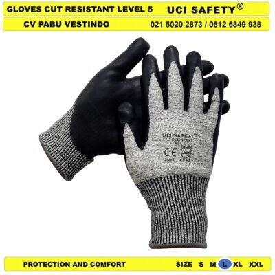 Anti Gores Tukang Hand Gloves Welding Anti Licin bengkel Coating Karet Nitril - Gambar 2