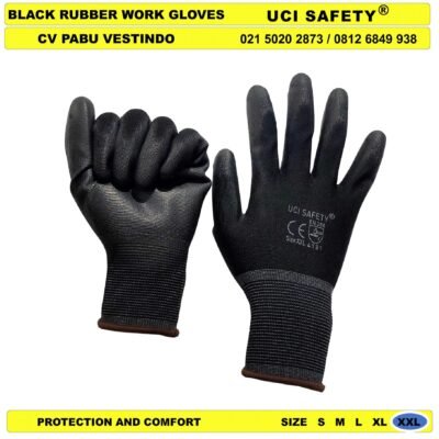 Security Satpam Hand Gloves Bahan Nylon Polyester Palm Fit PU Sarung Tangan - Gambar 3
