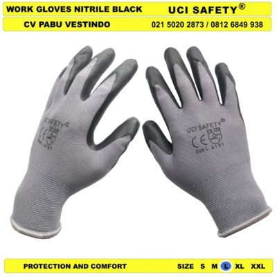 Sarung Tangan Work Nitril Perkebunan Hitam-Grey - Gambar 4