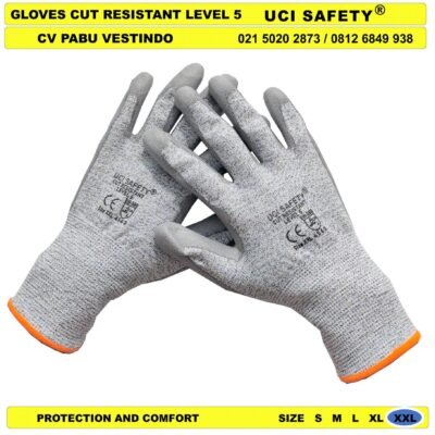 bengkel Anti Iris Hppe Uci Safety Cut Resistant Level 5 Glove - Gambar 3