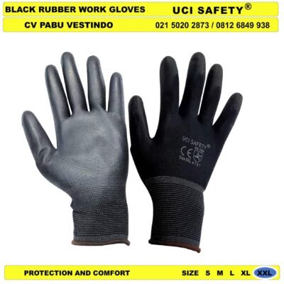 Coating Karet Bahan Nylon Polyester Sarung Tangan Kerja Safety Gloves Security Satpam - Gambar 4