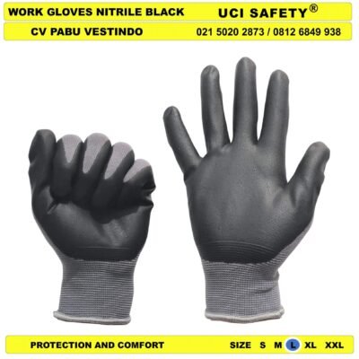 Hitam-Grey safety Gloves Ukuran M L XL Berkebun Pertambangan
