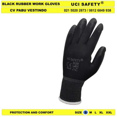 Security Satpam Telapak Tangan dilapisi karet Sarung Tangan Uci Safety Karet - Gambar 2