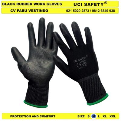 Uci Safety Sarung Tangan Palm Fit Telapak Tangan dilapisi karet Proyek Tukang Bagunan