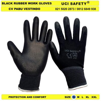 Uci Safety Sarung Tangan Palm Fit Telapak Tangan dilapisi karet Proyek Tukang Bagunan - Gambar 3