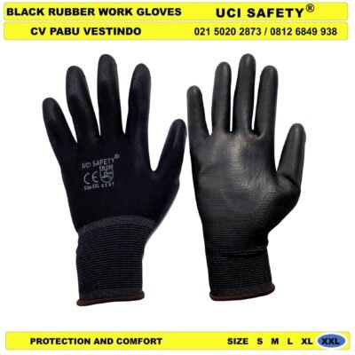 Security Satpam Hand Gloves Bahan Nylon Polyester Palm Fit PU Sarung Tangan - Gambar 2