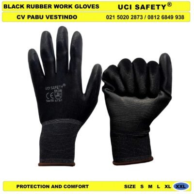 Coating Karet Uci Safety Safety Gloves Hand Gloves Security Satpam Sarung Tangan - Gambar 2