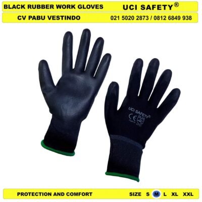 Bahan Nylon Polyester Uci Safety Telapak Tangan dilapisi karet Sarung Tangan Anti Slip - Gambar 4
