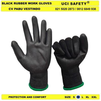 Kerja Uci Safety Sarung Tangan Security Satpam Bahan Nylon Polyester